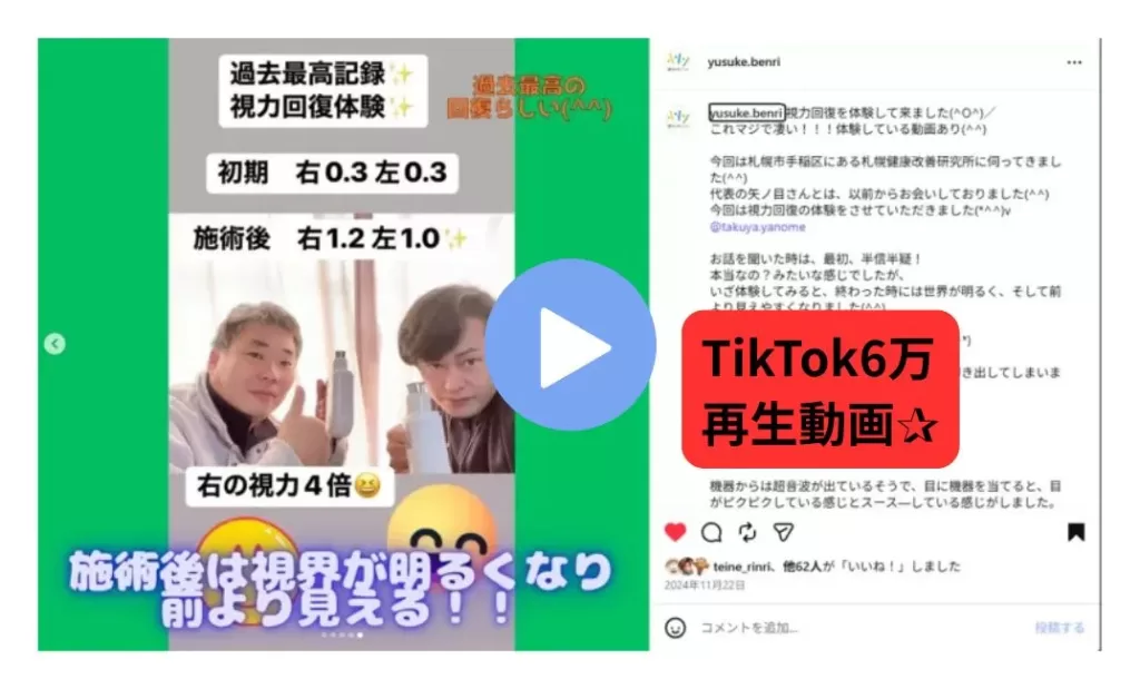 近視　乱視　老眼　眼精疲労の改善　血流改善による視力回復