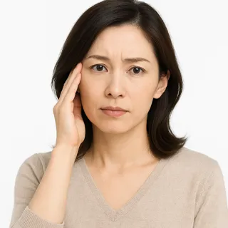 レーシック手術の副採用の眼精疲労・ドライアイ・結膜炎に悩む女性。